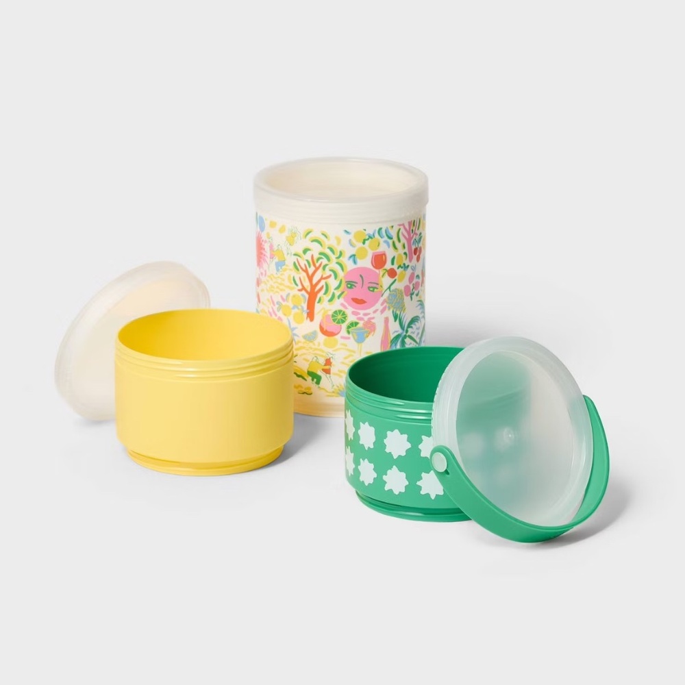 ROLLER RABBIT X TARGET Vacation Stackable Snacklebox Yellow/Green NWT - Picture 3 of 3